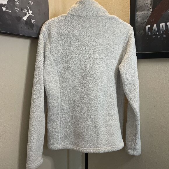 Patagonia Women Worn Wear 1/4 Zip Sherpa Pullover Sweater Sz Medium Ivory - Picture 5 of 8